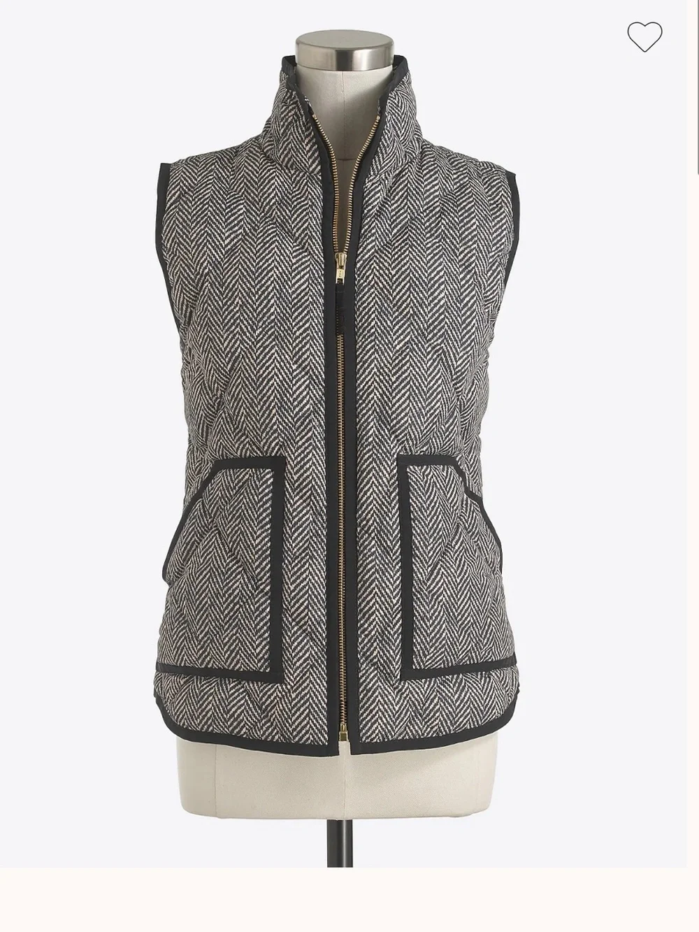 J Crew Herringbone Quilted Vest - Black & Light Tan